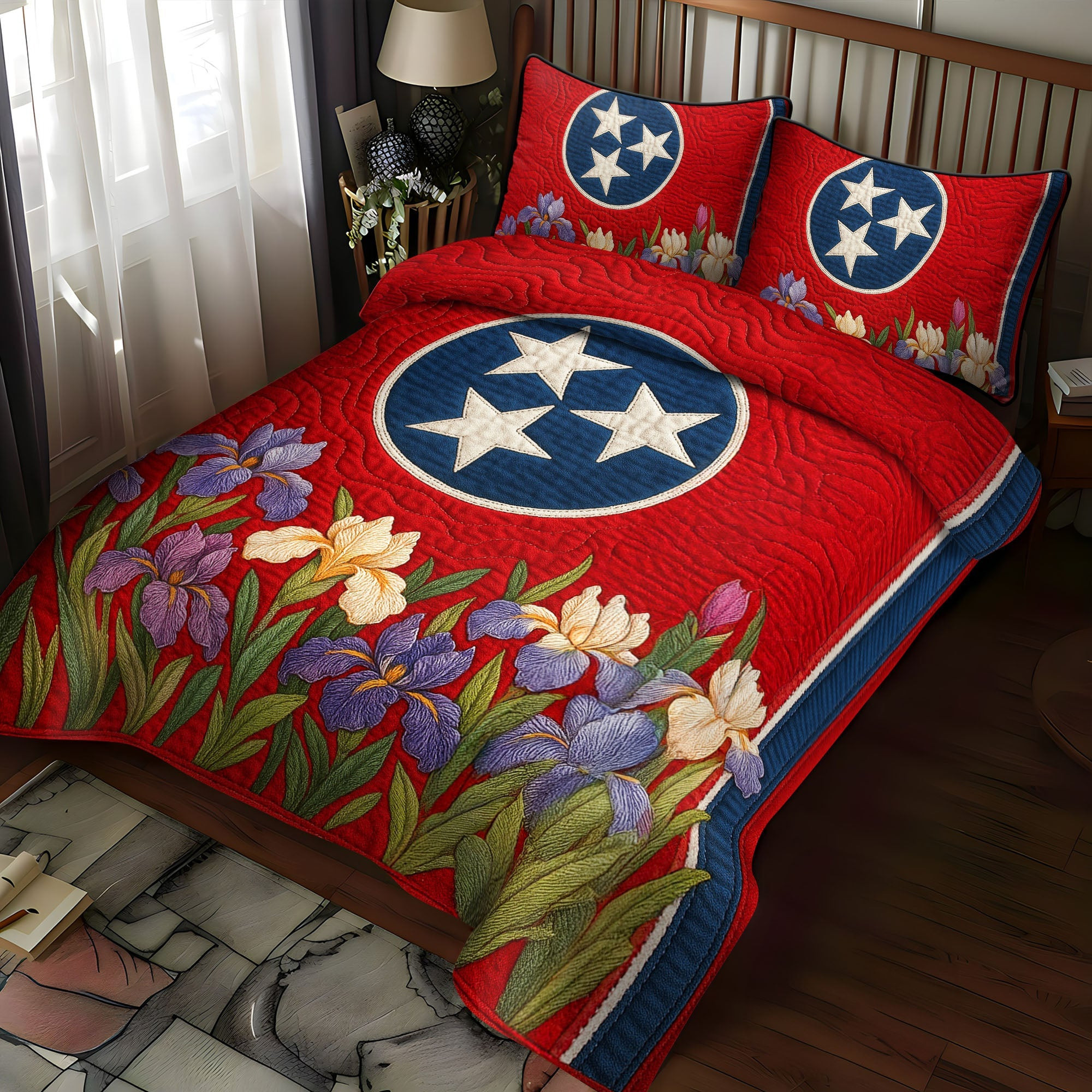 Tennessee Petals  Quilted Bedding Set  Bed Sheet Set Fourth Of July Birthday Presents