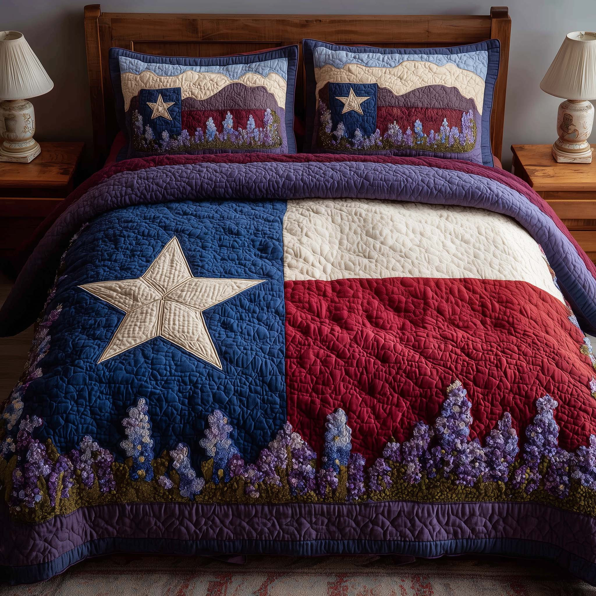 Texas Bloom Quilted Bedding Set Rustic Texas Bloom Home Decor Gift For Mom - Tradiviet