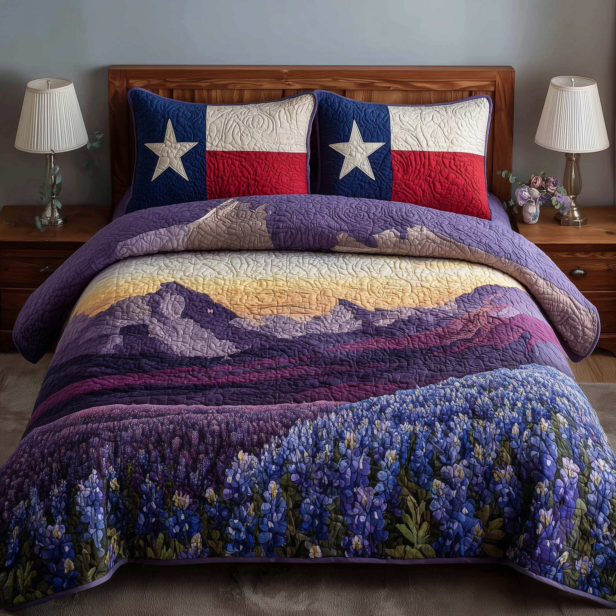 Texas Bloom Quilted Bedding Set Southwest Texas Blossom House Decorations Gift For Him - Tradiviet