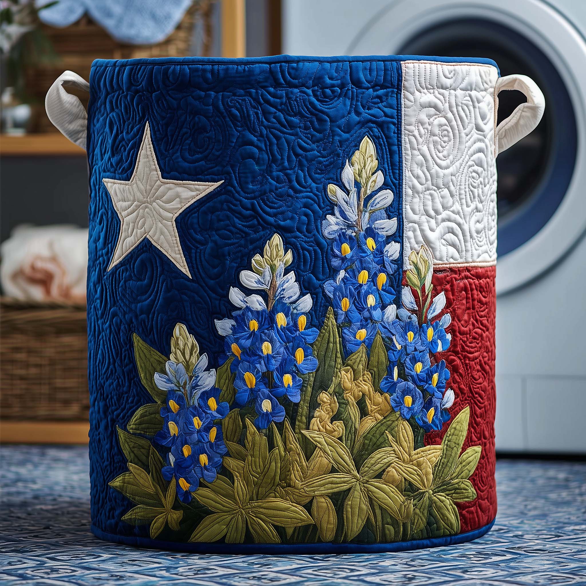 Texas Bloom Quilted Laundry Basket Cute Laundry Hamper Best Gifts For Dad - Tradiviet