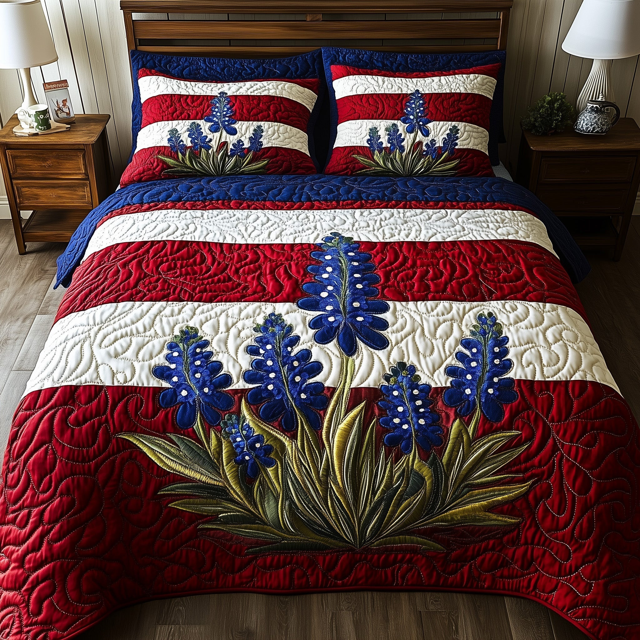 Texas Pride  Quilted Bedding Set  Bed Sheet Set Fourth Of July Hostess Gifts
