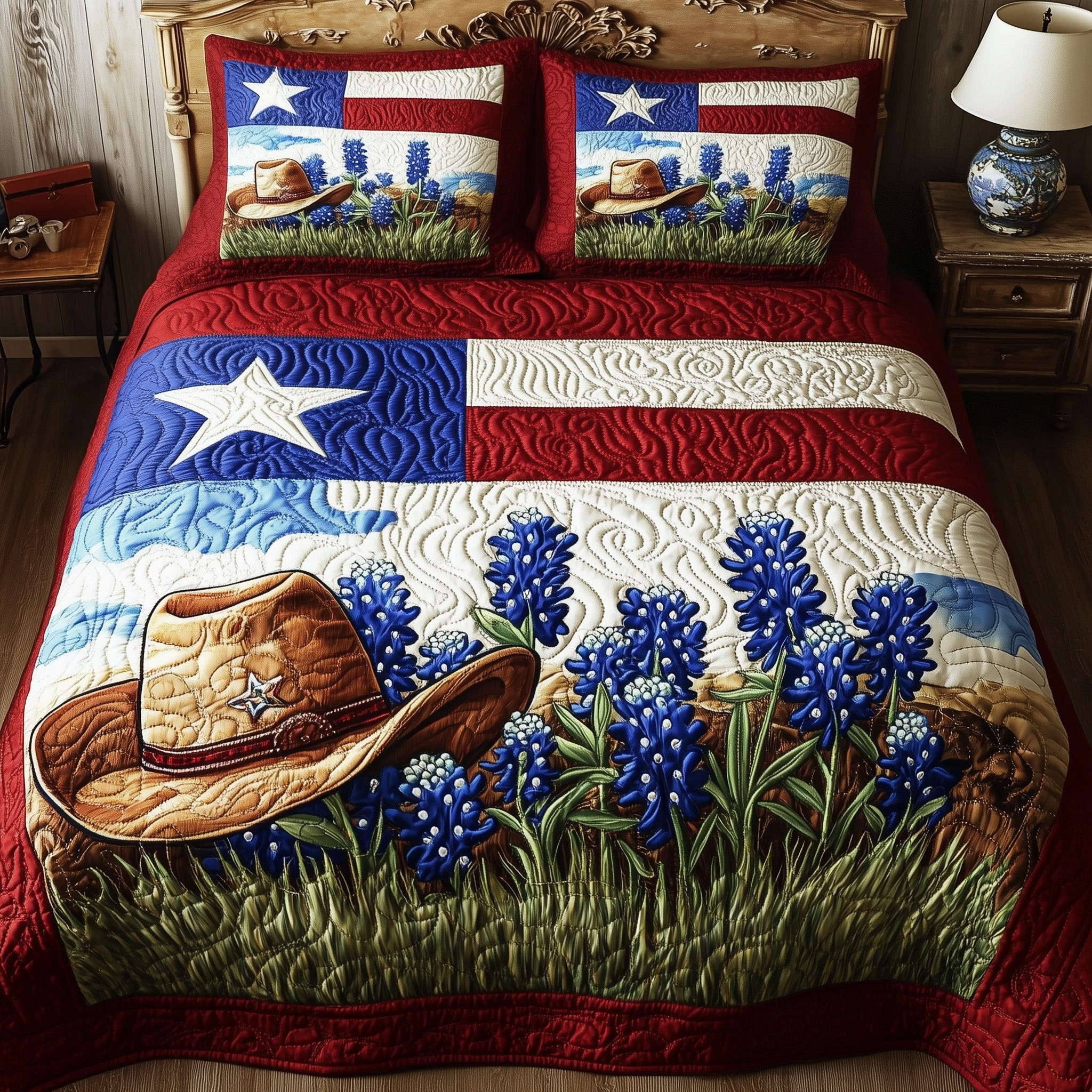 Texas Pride  Quilted Bedding Set Best Luxury Sheets 4Th Of July Employee Gifts