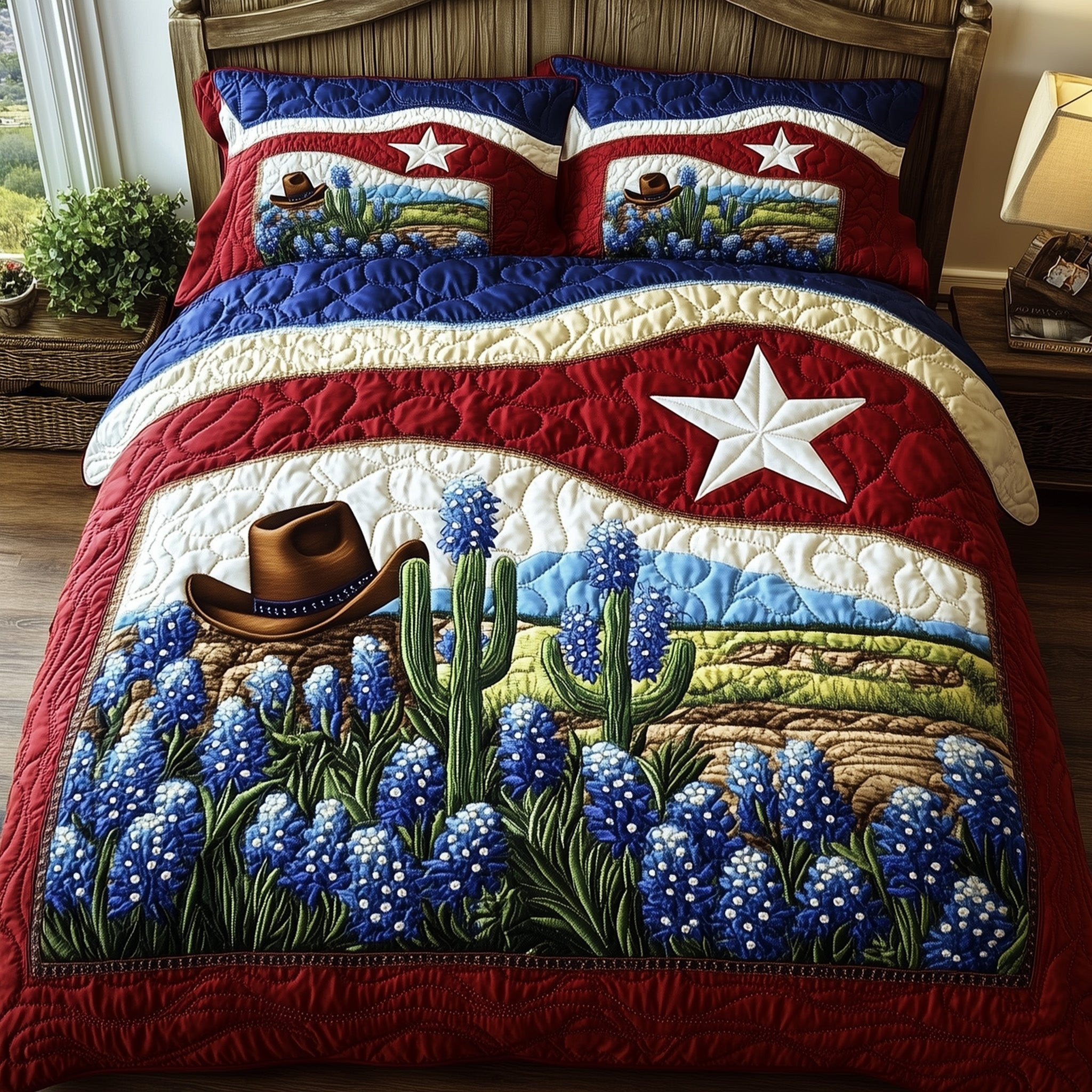 Texas Pride  Quilted Bedding Set Best Luxury Sheets Great Gifts For Mom