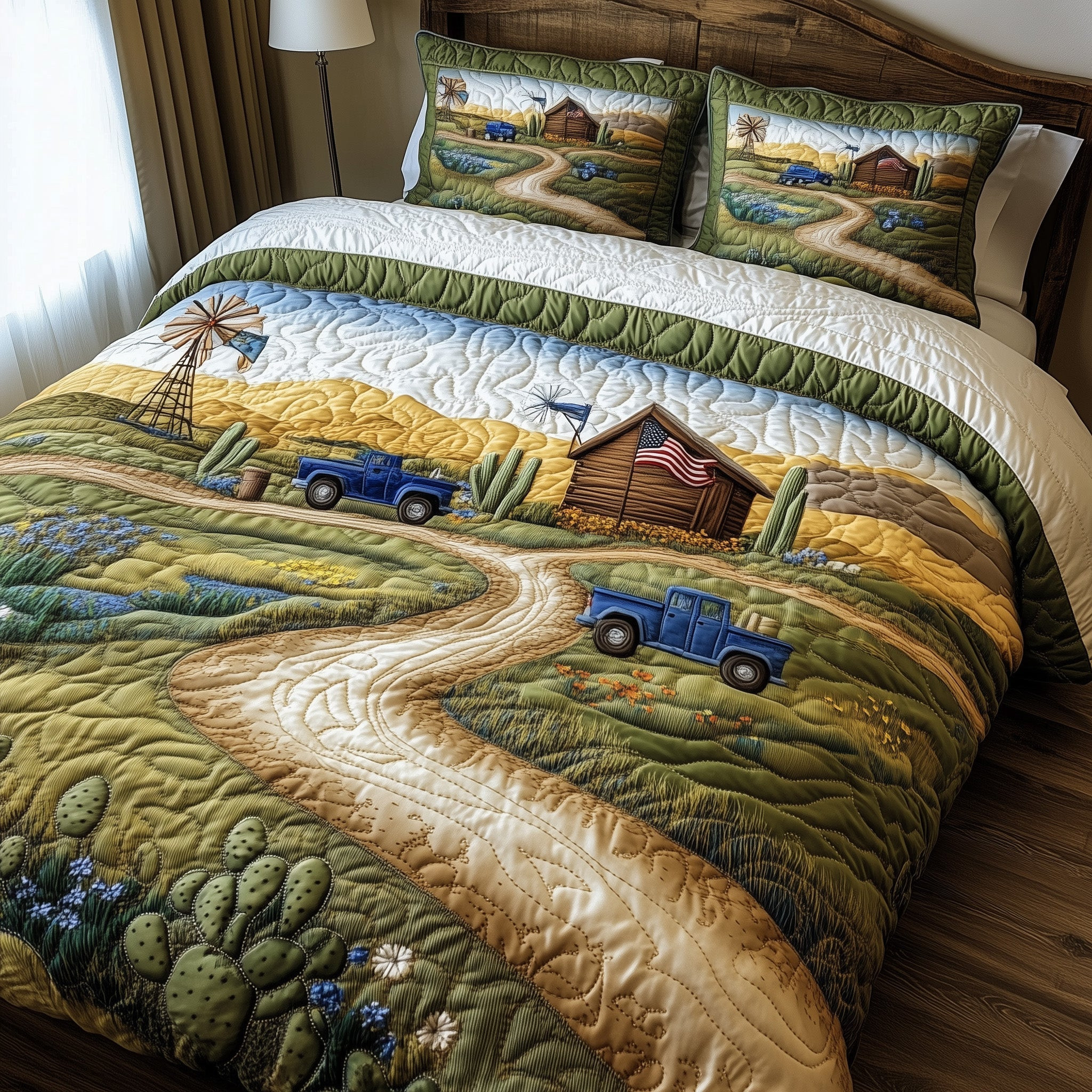 Texas Wild Spirit  Quilted Bedding Set Best Luxury Sheets Birthday Gifts For Mom