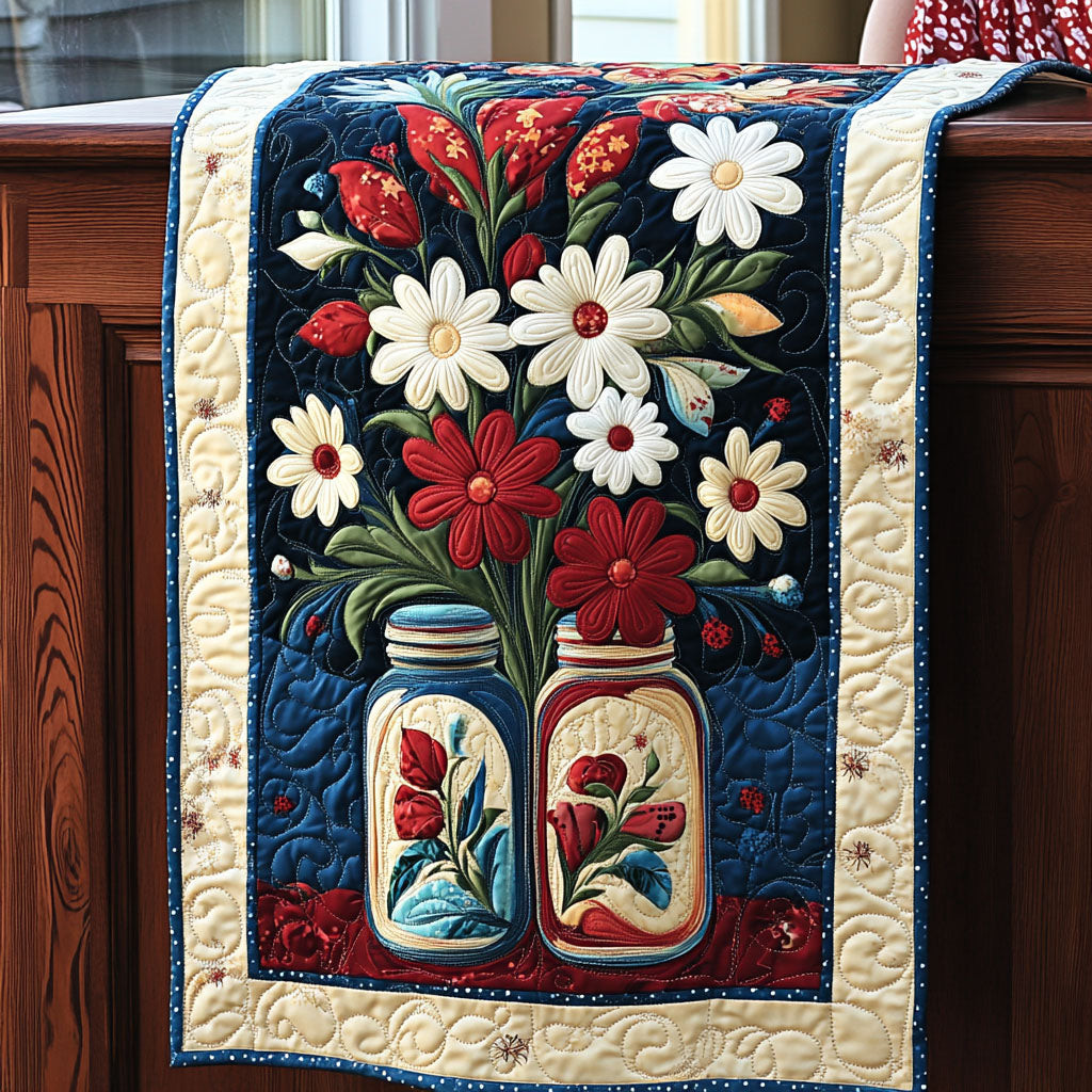 The Liberty Weave Quilted Table Runner  Holiday Table Runner Fourth Of July Hostess Gifts