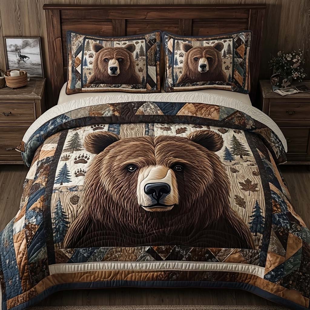 Timber Crown Quilted Bedding Set Holiday Decorations Gift For Nature Lovers - Tradiviet
