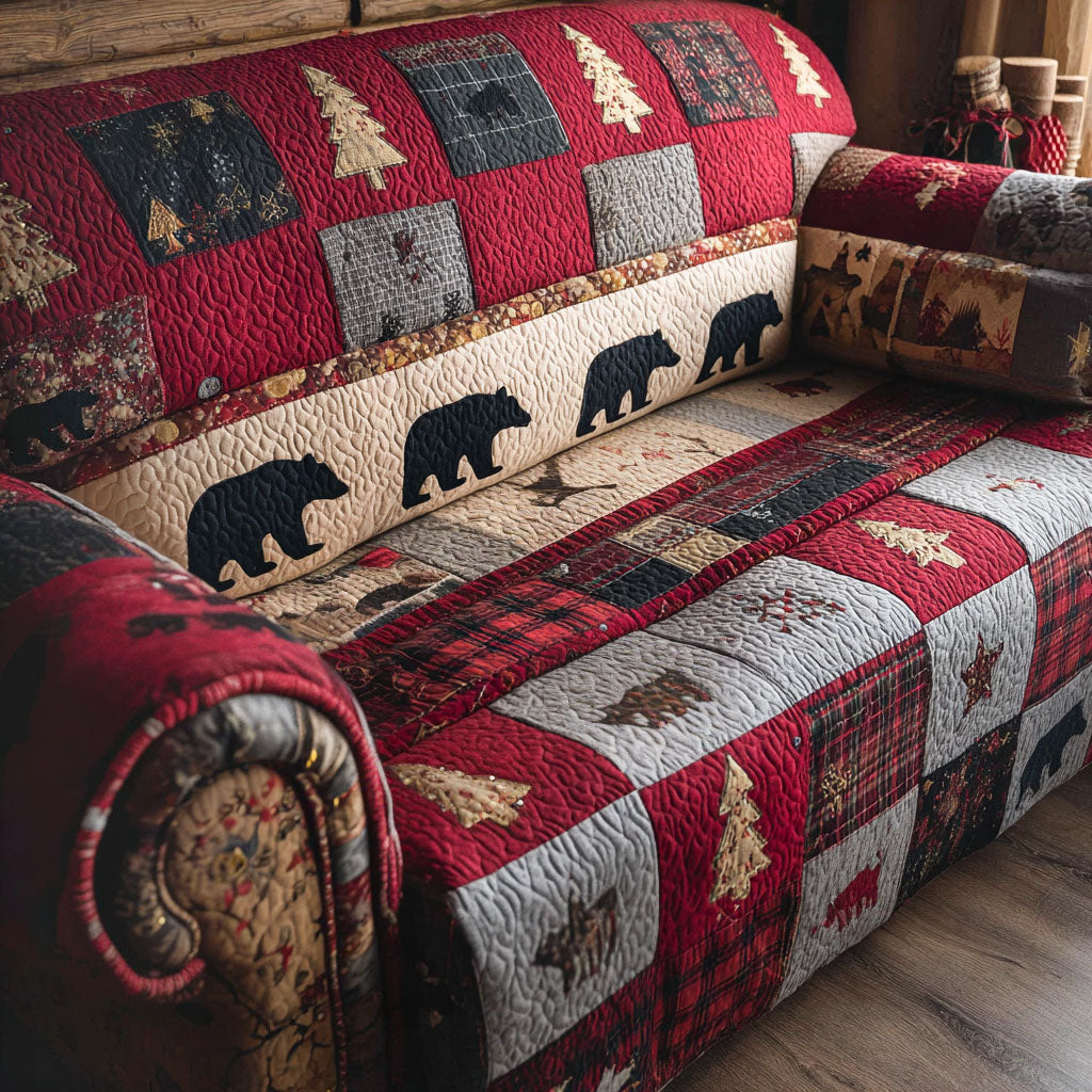 Timber Haven Quilted Sofa Cover Rustic Timber Living Room Decor
