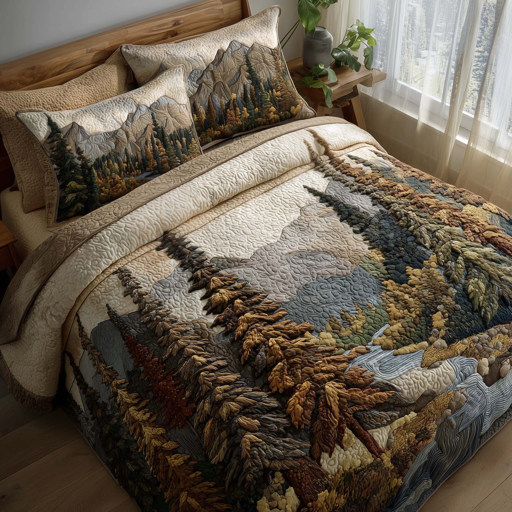 Timber Whisper Quilted Bedding Set Holiday Decorations Best Gift For Cabin - Tradiviet