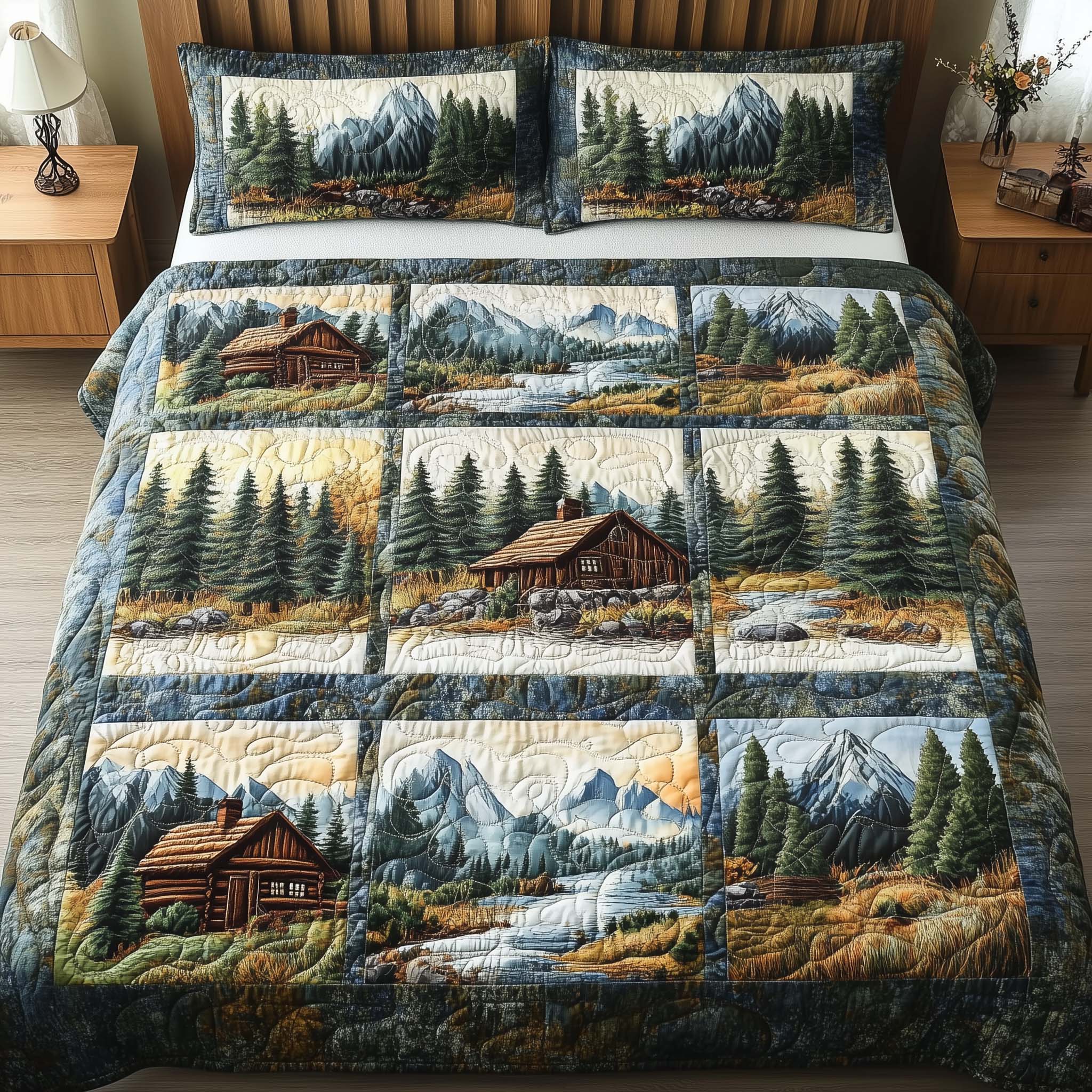 Timber Whisper Quilted Bedding Set Holiday Home Decor Heartwarming Gift For Forest - Tradiviet
