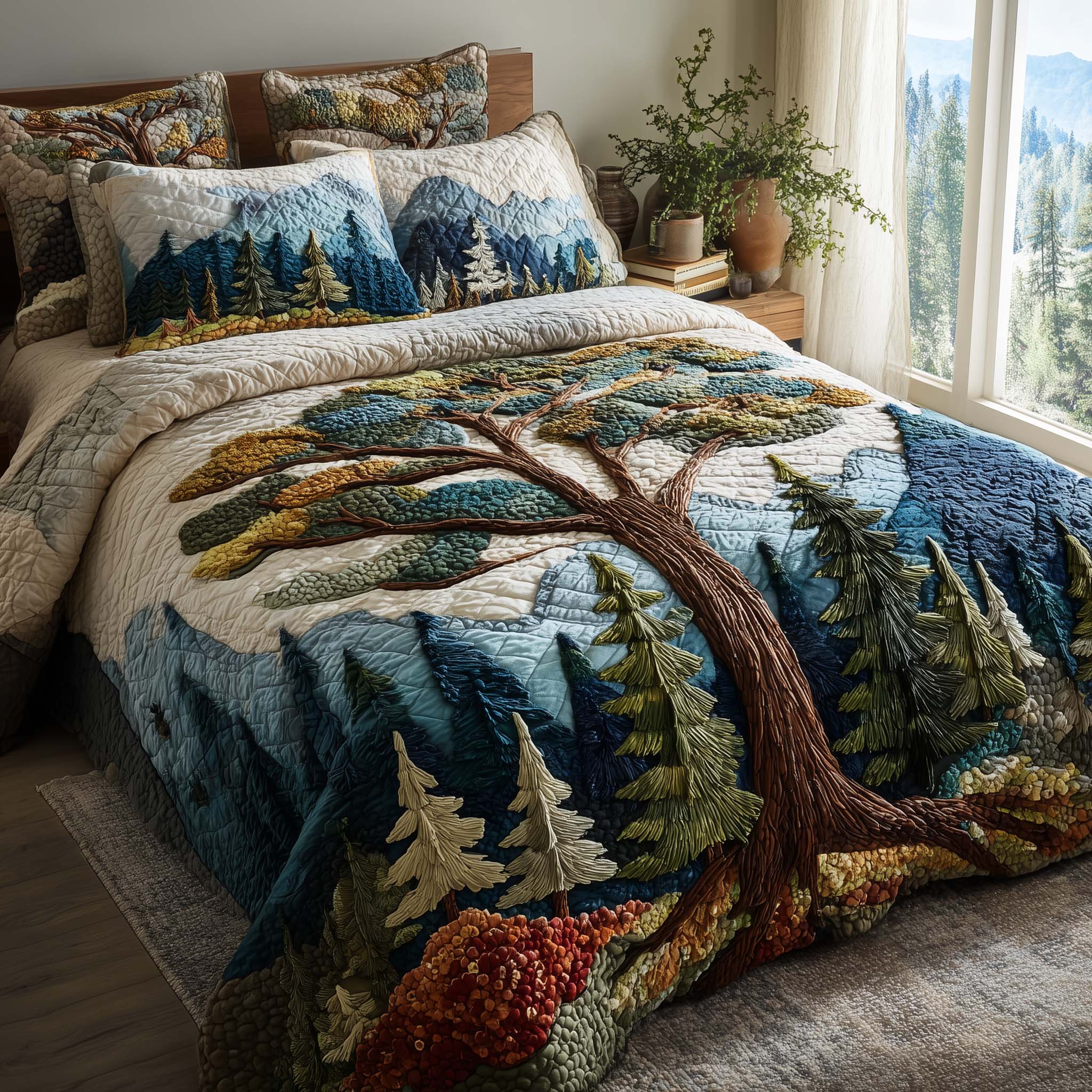 Timber Whisper Quilted Bedding Set Holiday Home Decor Ideas Unique Gift For Tree Lovers - Tradiviet