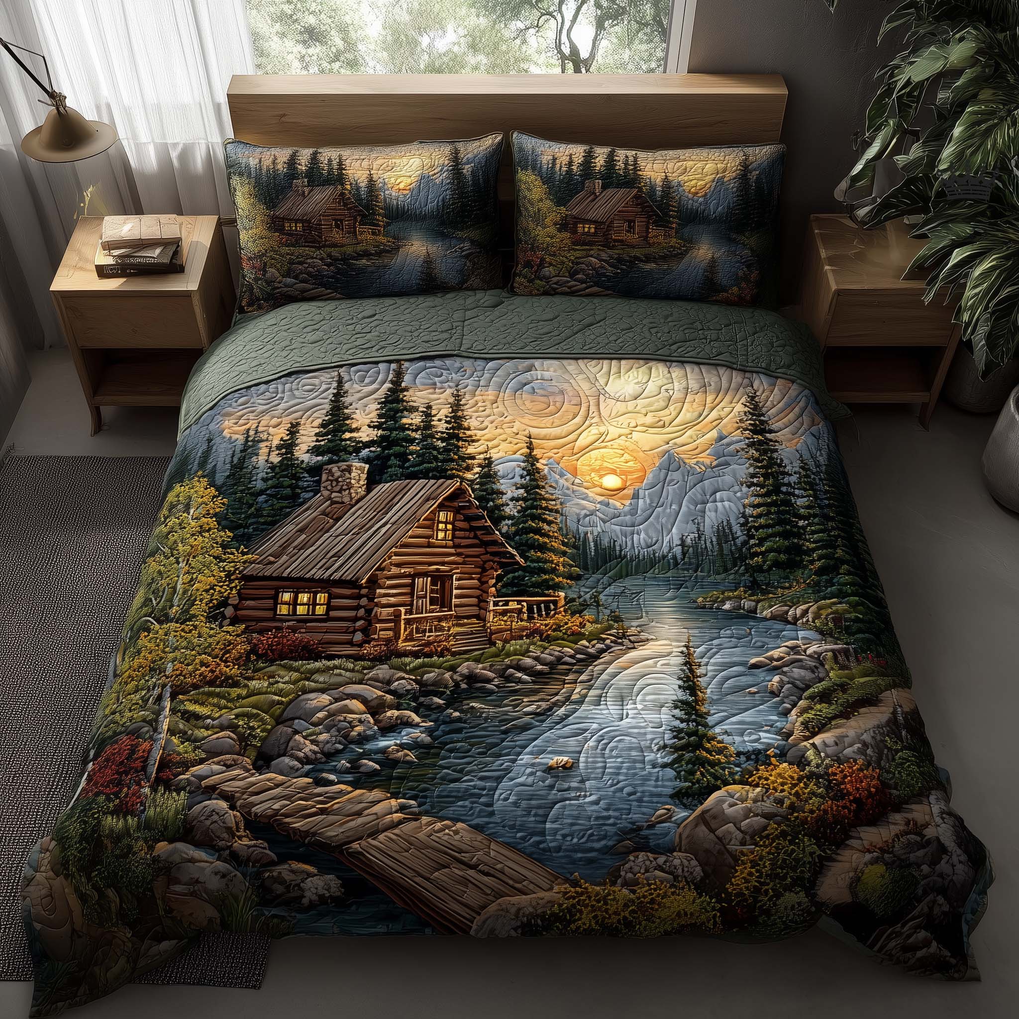Timber Whisper Quilted Bedding Set Holiday House Decorations Thoughtful Gift For Lovers of Earthy Tones - Tradiviet