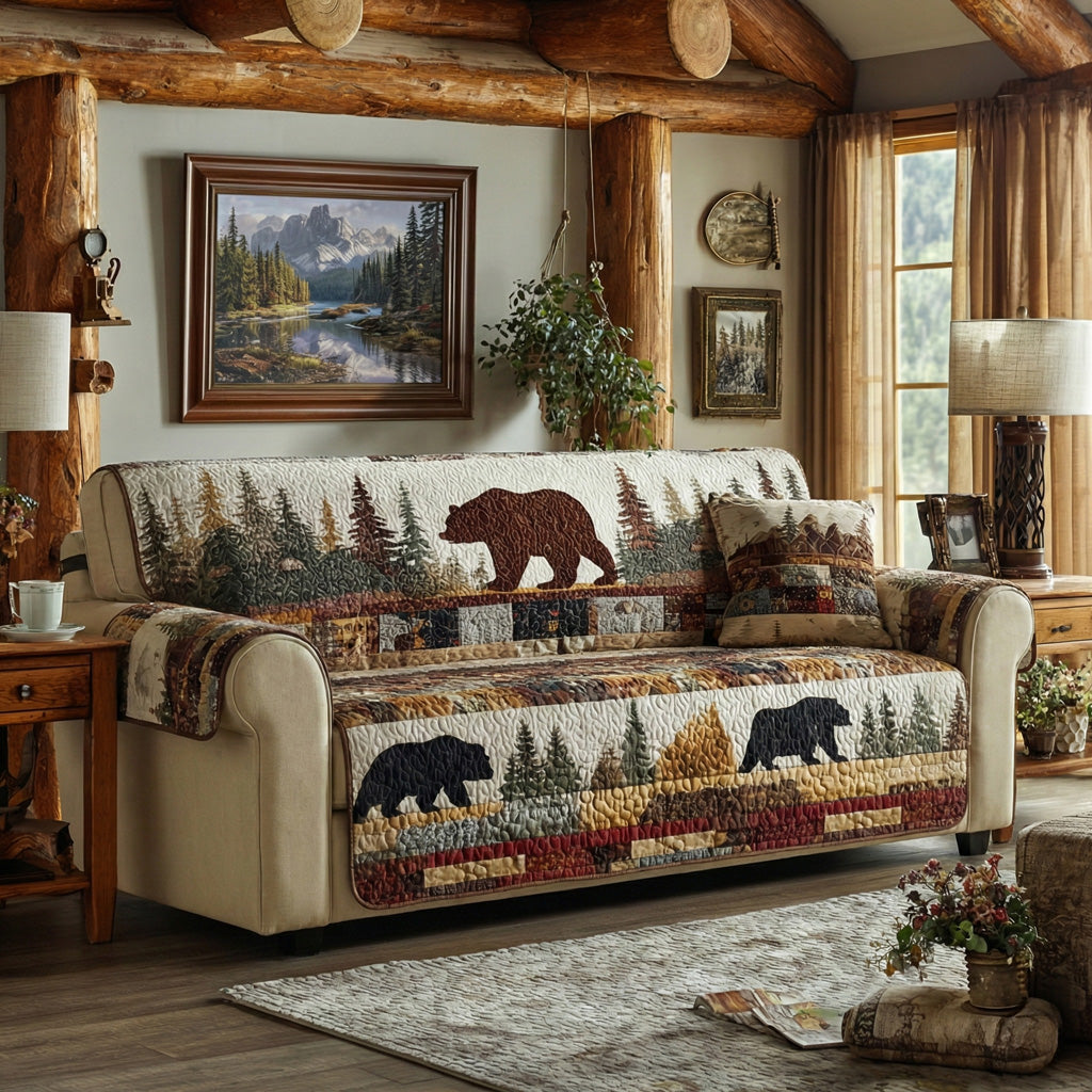 Timberline Trail Quilted Sofa Cover Mountain Cabin Sofa Decor