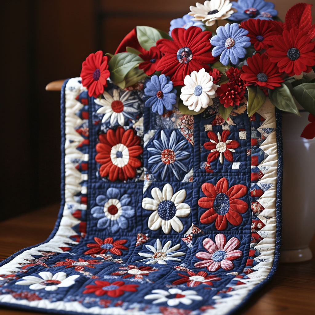 Timeless Patriot Quilted Table Runner  Holiday Table Runner Cute 4Th Of July Gifts