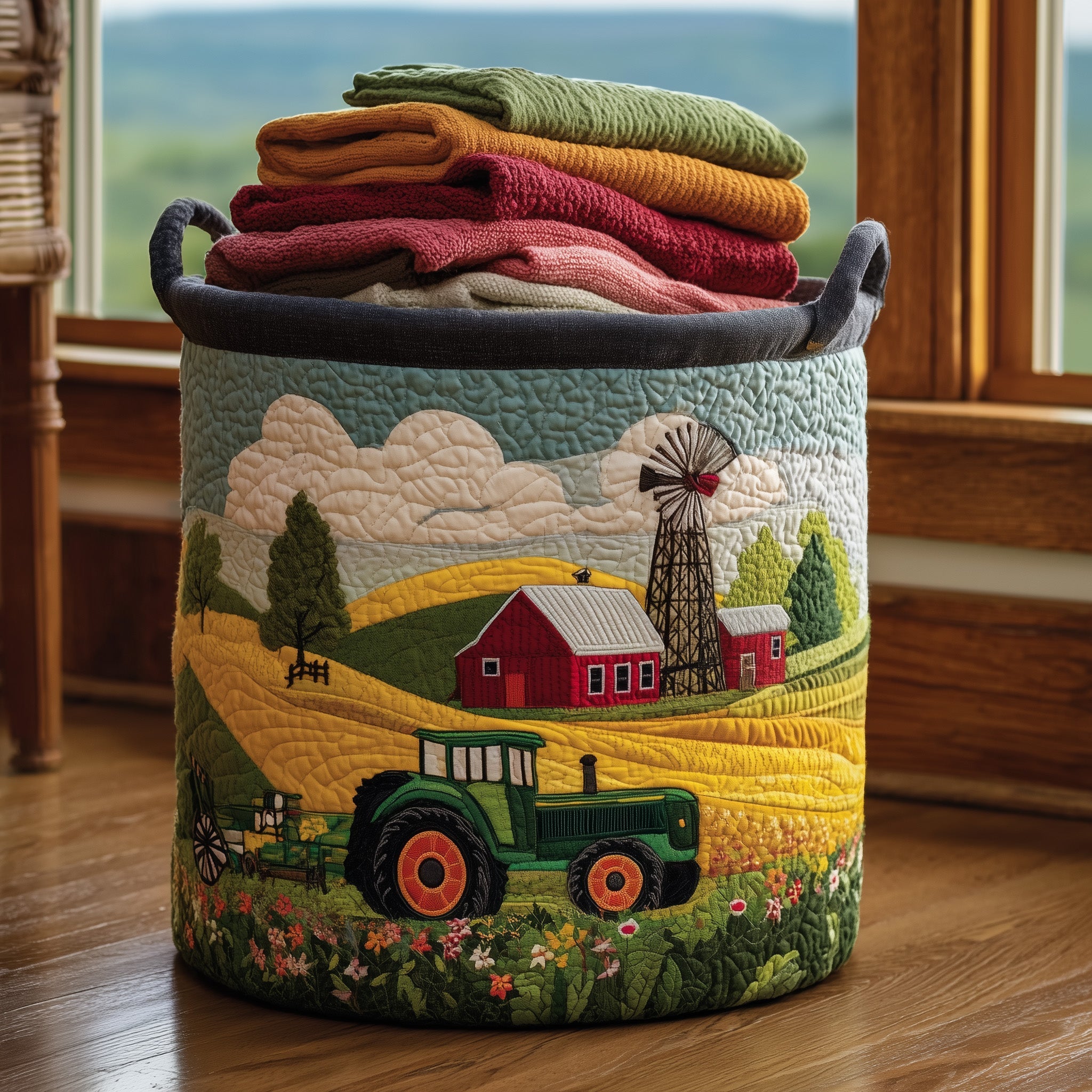 Tractor Dream Quilted Laundry Basket Nice Storage Baskets Gifts For Mother In Law - Tradiviet