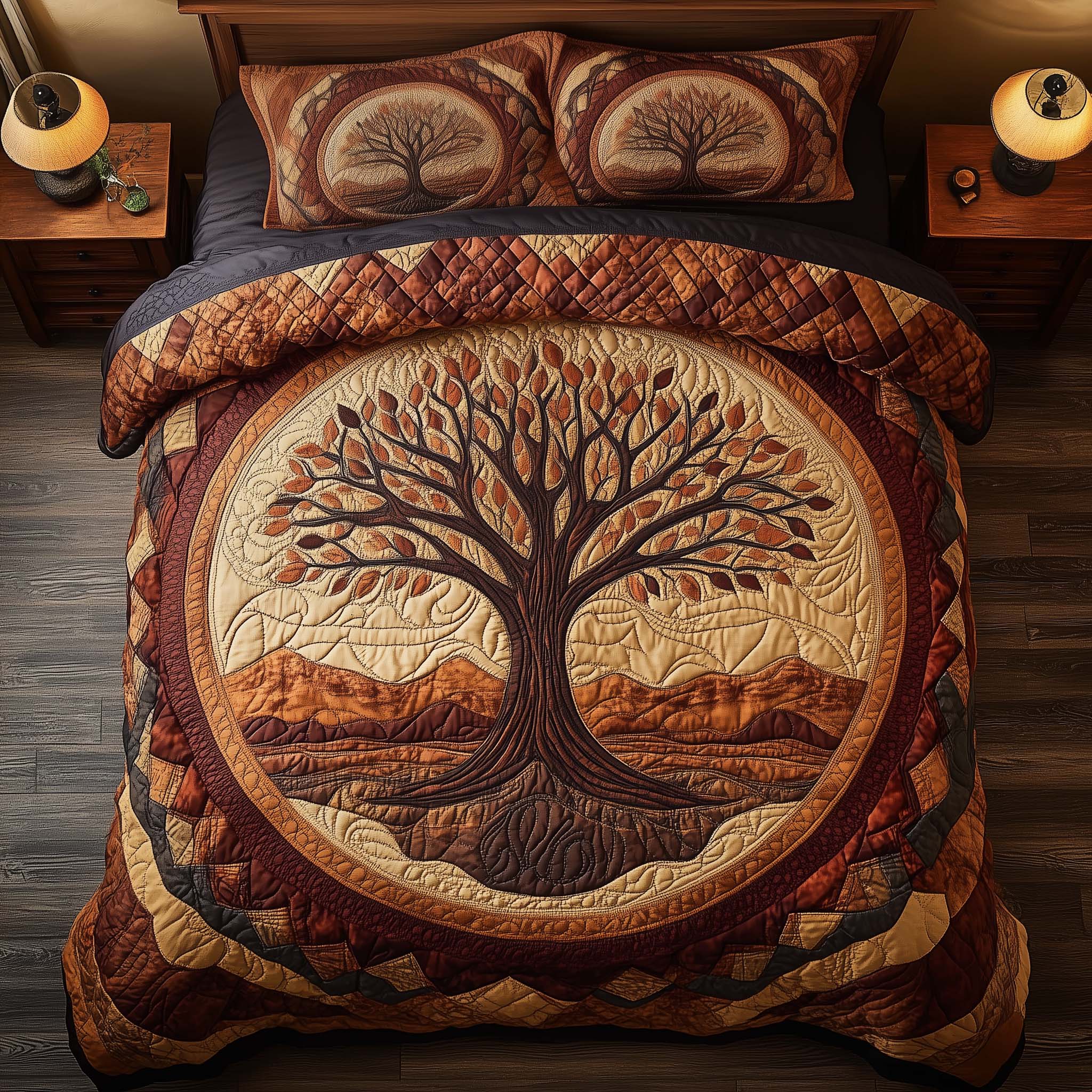 Tree Of Life Quilted Bedding Set Autumn Inspired Bedroom Tree of Life Gift For Kids - Tradiviet
