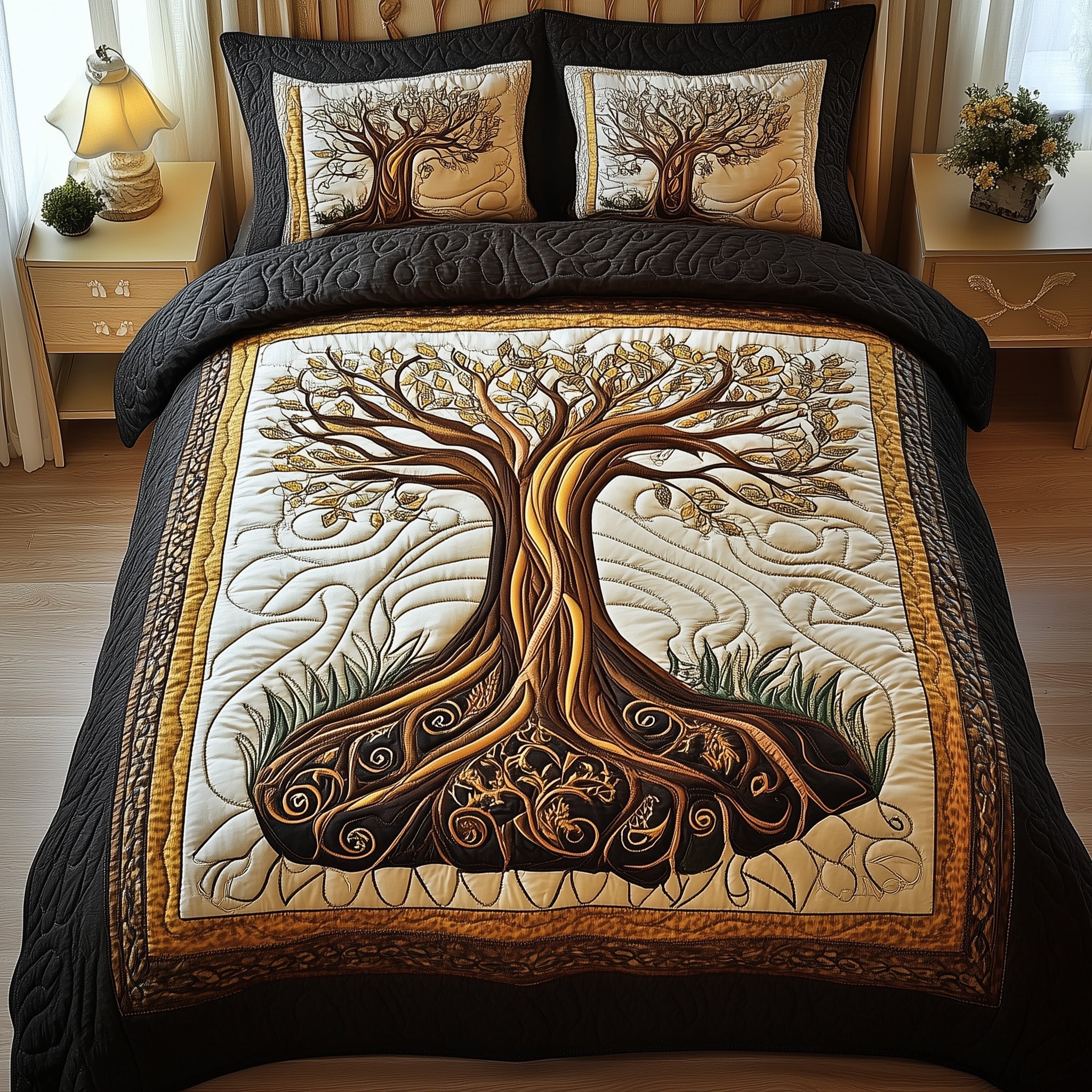 Tree Of Life Quilted Bedding Set Holiday Decorations Tree of Life Gift For Bedroom - Tradiviet