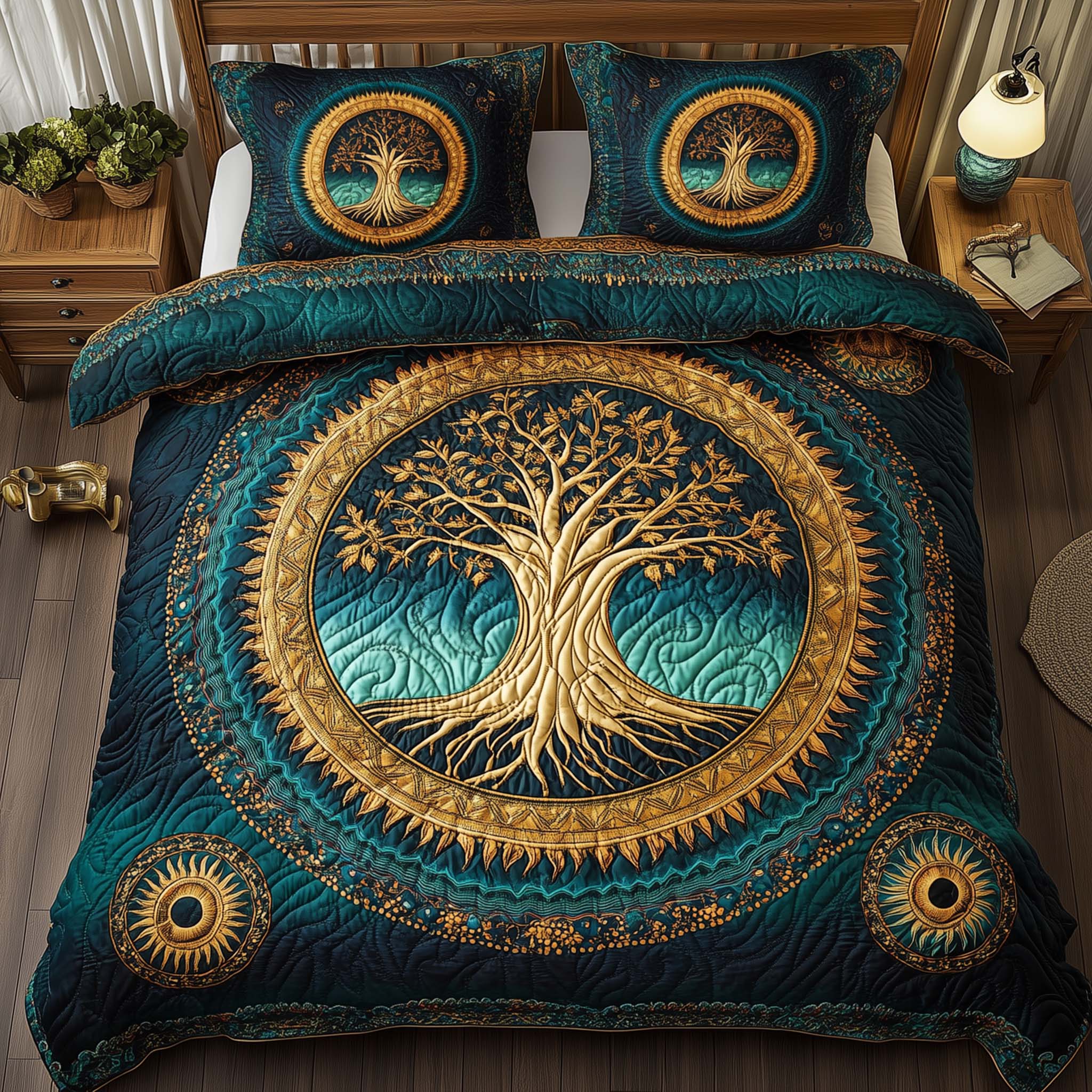 Tree Of Life Quilted Bedding Set Holiday Decorations Tree of Life Gift For Loved Ones - Tradiviet