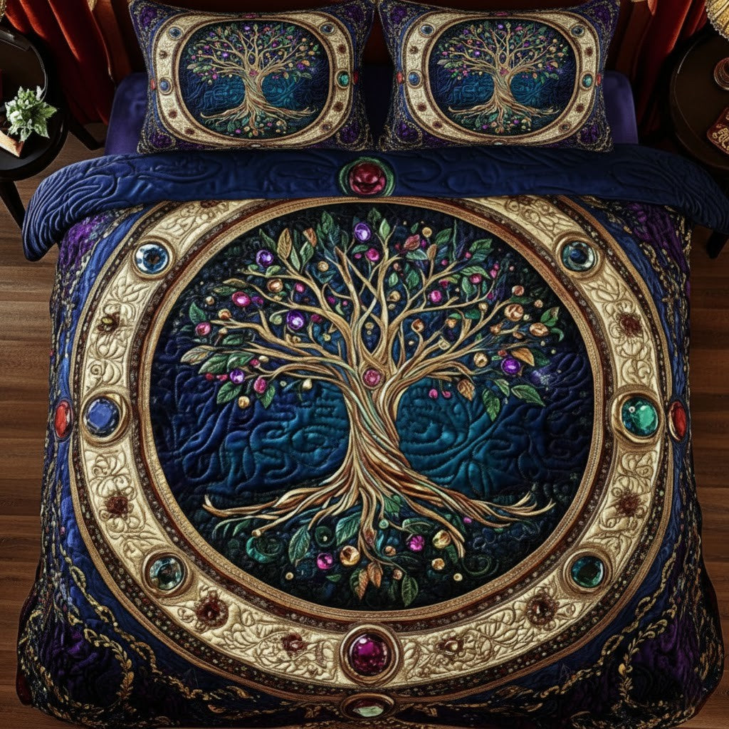 Tree Of Life Quilted Bedding Set Holiday Home Decor Tree of Life Gift For Bedroom Makeover - Tradiviet