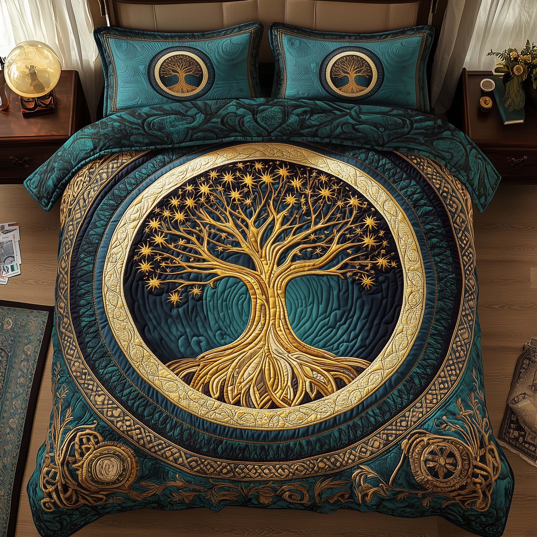 Tree Of Life Quilted Bedding Set Holiday Home Decor Tree of Life Gift For Her Bedroom - Tradiviet