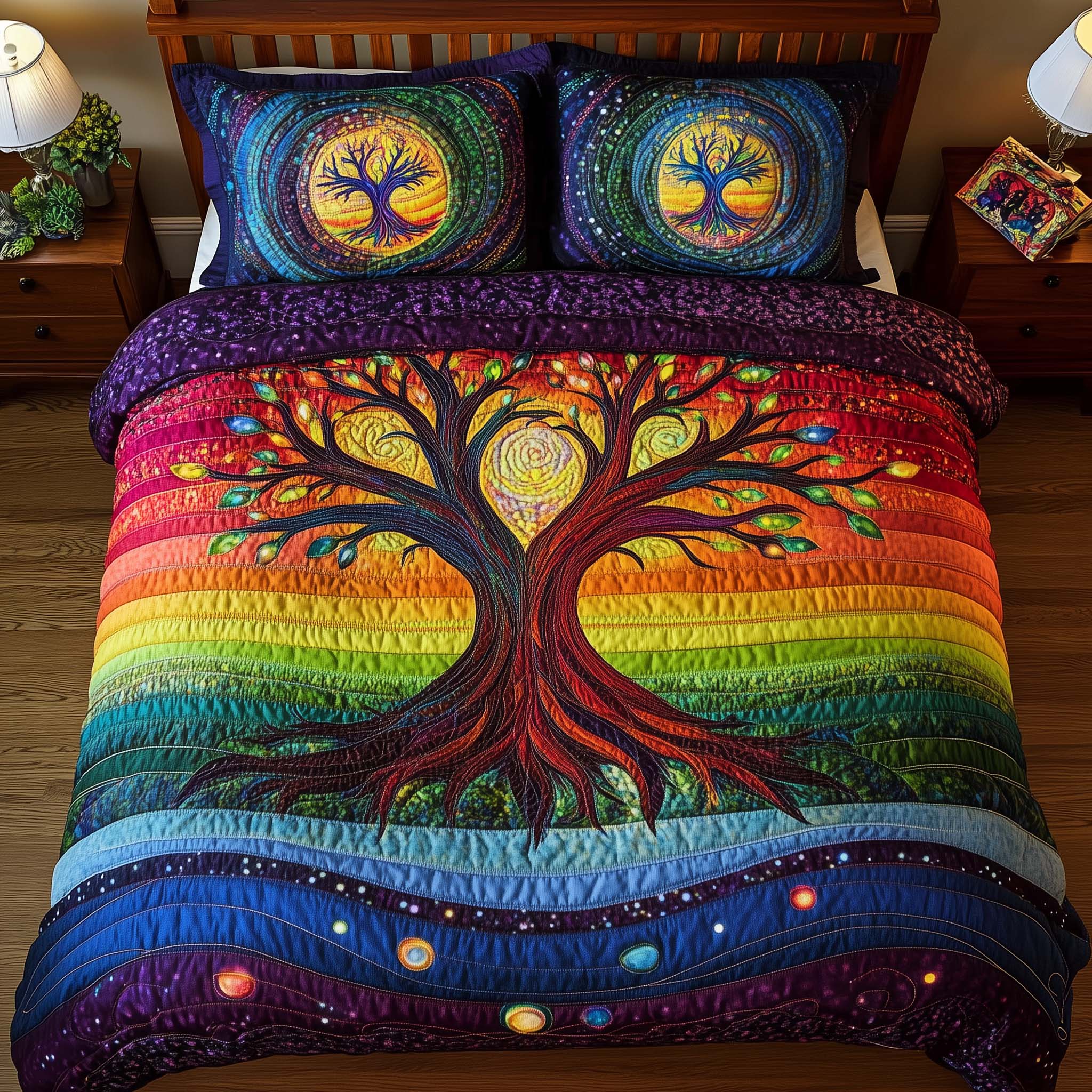 Tree Of Life Quilted Bedding Set Holiday House Decorations Personalized Tree of Life Gift For Him - Tradiviet