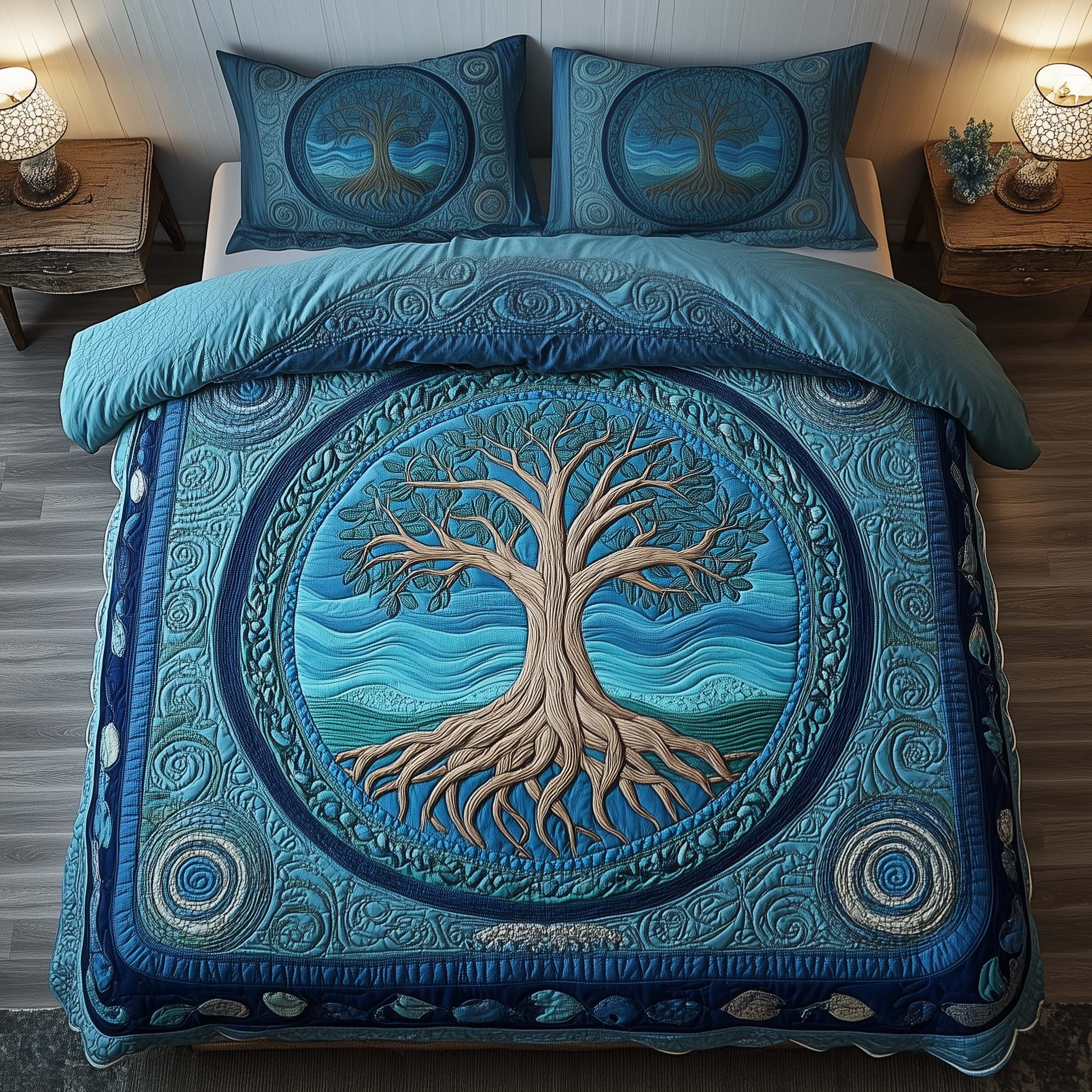 Tree Of Life Quilted Bedding Set Holiday House Decorations Tree of Life Gift For Him - Tradiviet