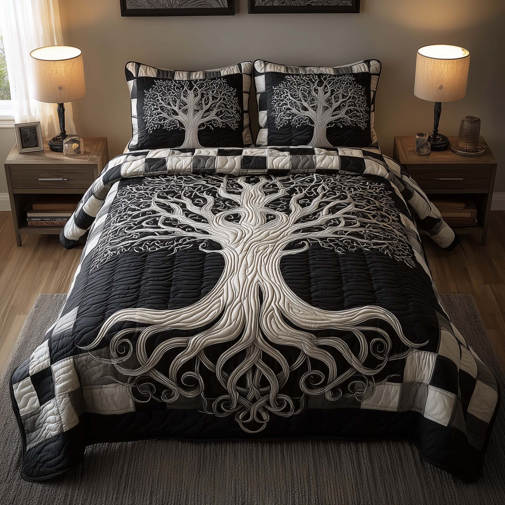 Tree Of Life Quilted Bedding Set Mens Bedroom Decor Tree of Life Gift For Grandma - Tradiviet