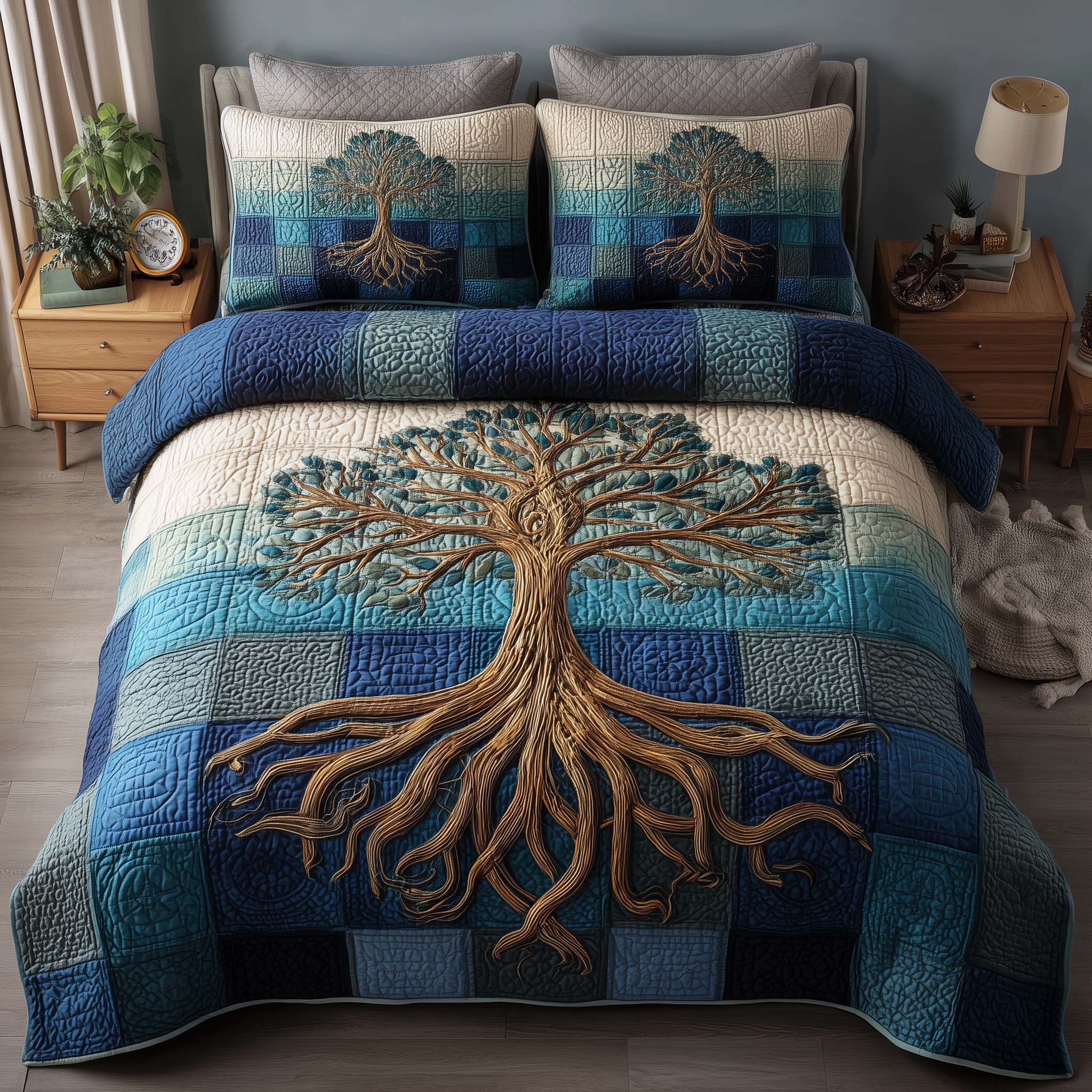 Tree Of Life Quilted Bedding Set Room Decoration Items Gift For Birthday Tree of Life - Tradiviet
