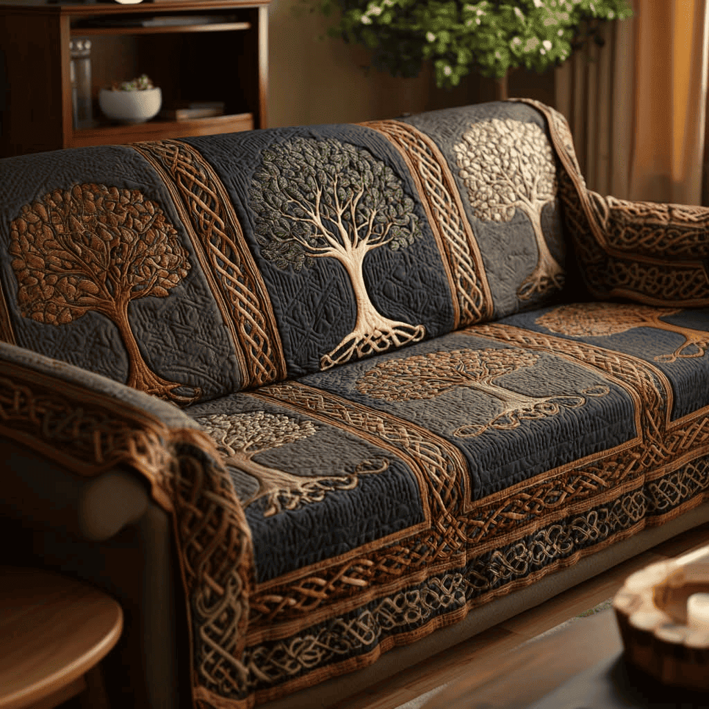 Tree of Life Sofa Cover Celtic Nature Pattern Couch Protector Gift for Parents