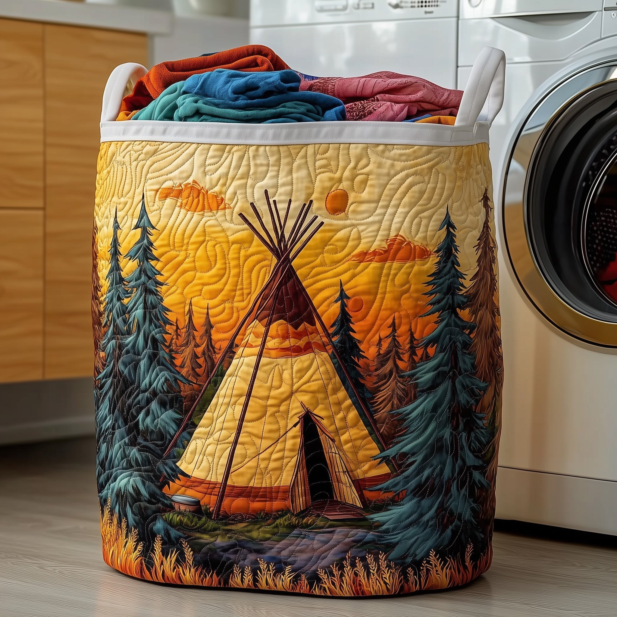 Tribal Comfort Quilted Laundry Basket Cool Laundry Hamper Moms Day Gifts - Tradiviet