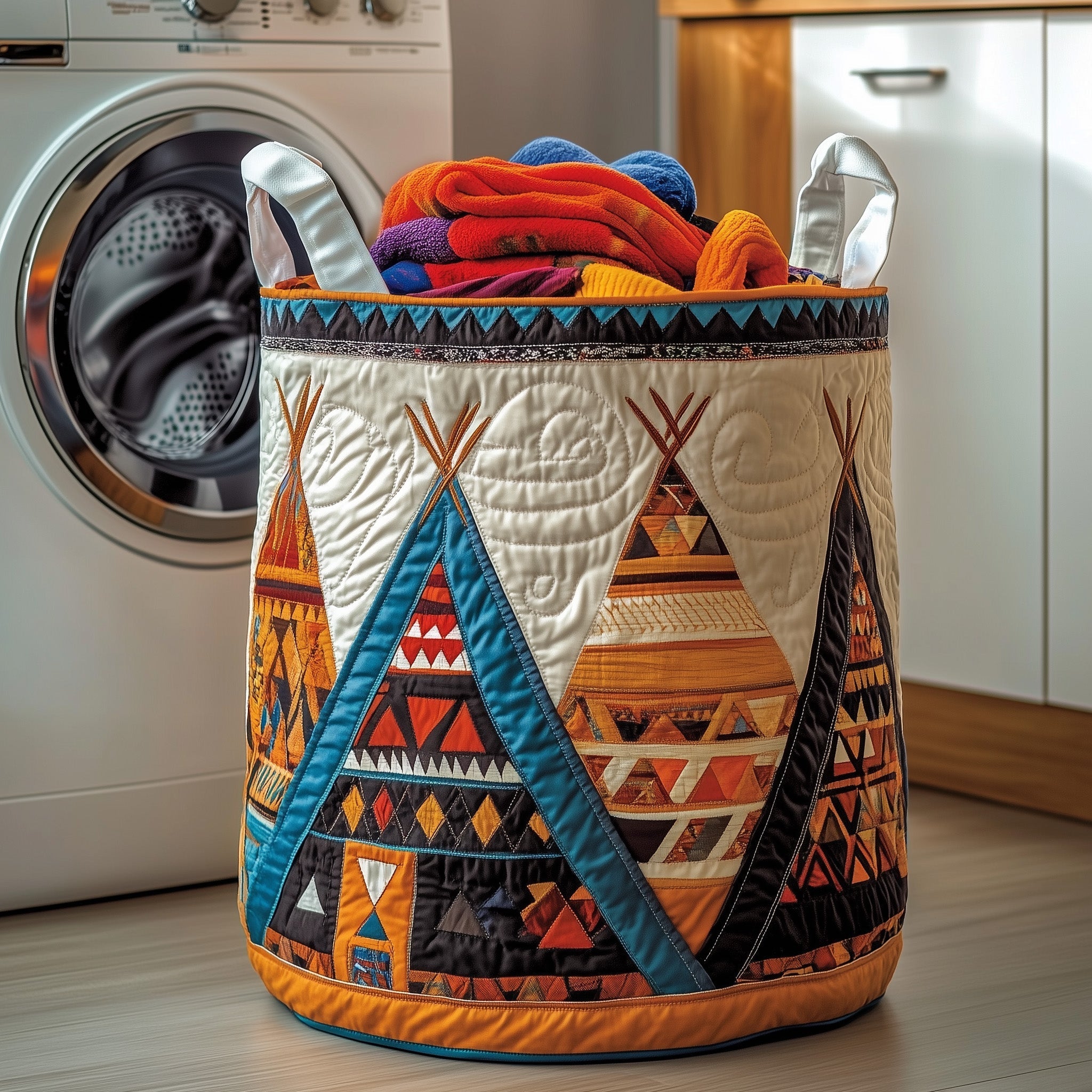 Tribal Comfort Quilted Laundry Basket Cute Storage Baskets Gift For Wife - Tradiviet