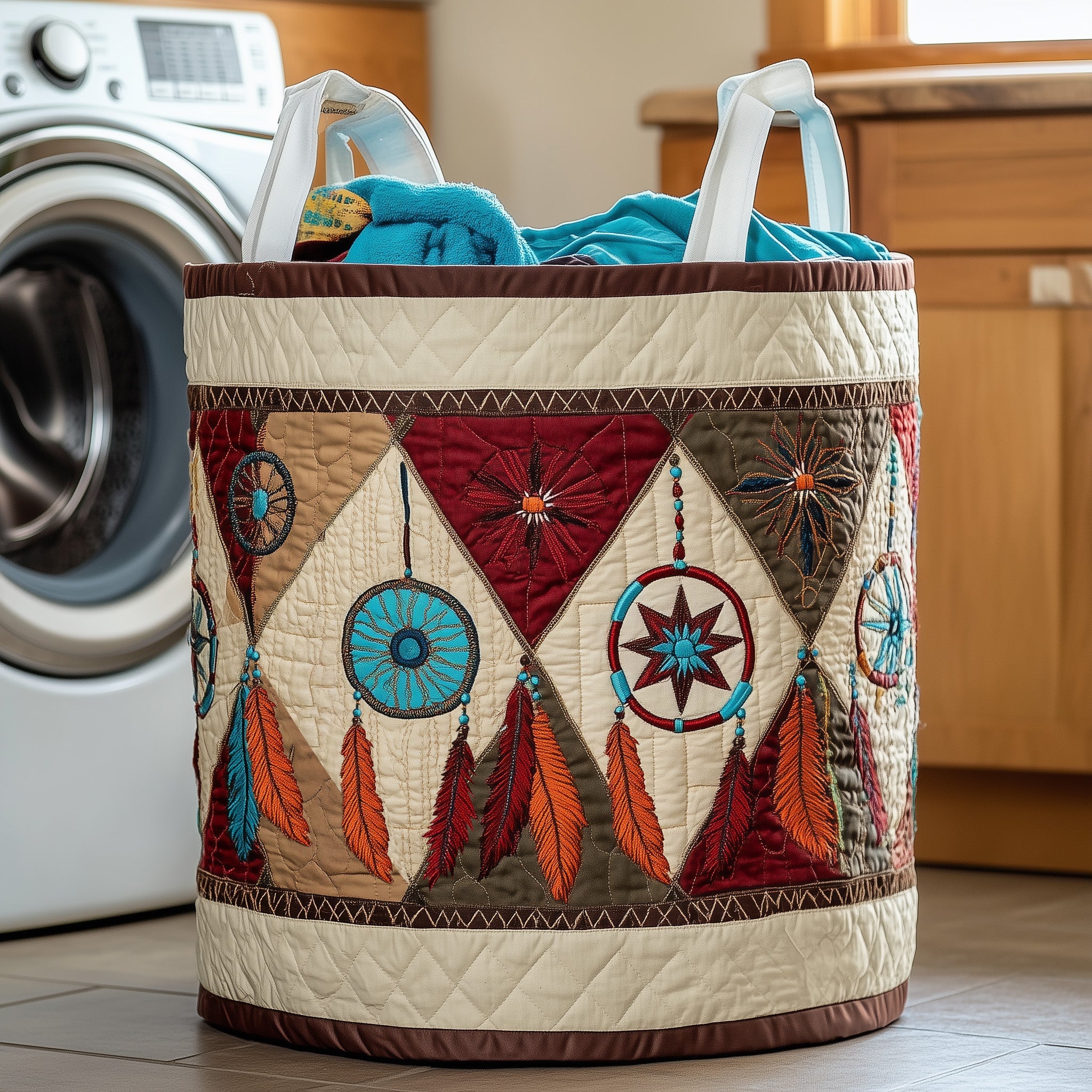Tribal Soul Dreamcatcher Quilted Laundry Basket Cute Storage Baskets Gifts For Your Brother - Tradiviet
