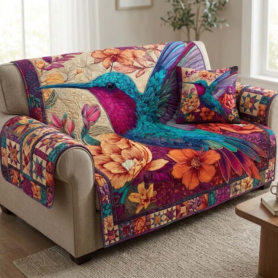 Tropical Garden Glow Quilted Sofa Cover Tropical Garden Sofa Decor
