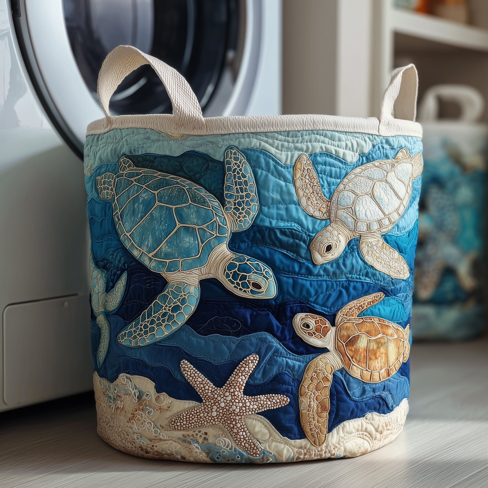 Turtle Drift Quilted Laundry Basket Cool Laundry Hamper Best Family Gifts - Tradiviet
