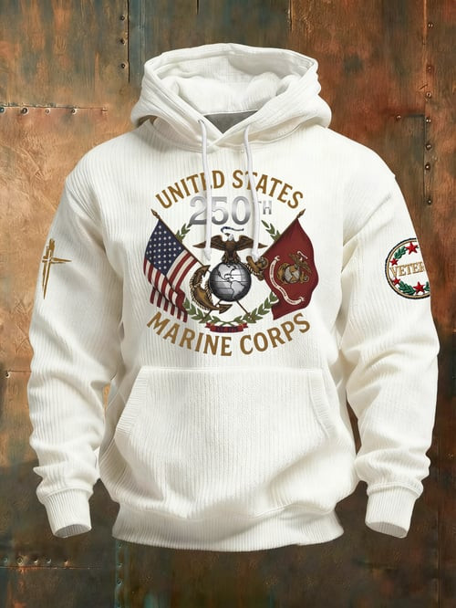 United States Marine Corps Hoodie 250th Anniversary Pullover Patriotic Gift Ideas - Tradiviet