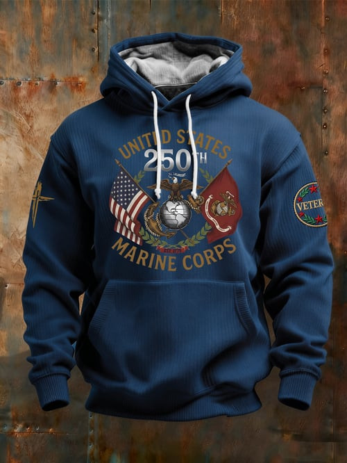 United States Marine Corps Hoodie 250th Anniversary Pullover Patriotic Gift Ideas - Tradiviet - Image 2