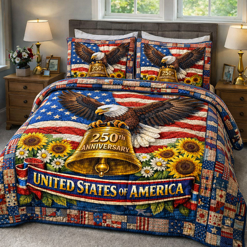 United States Of America Quilted Bedding Set Holiday Decorations For Room Gifts For Men - Tradiviet