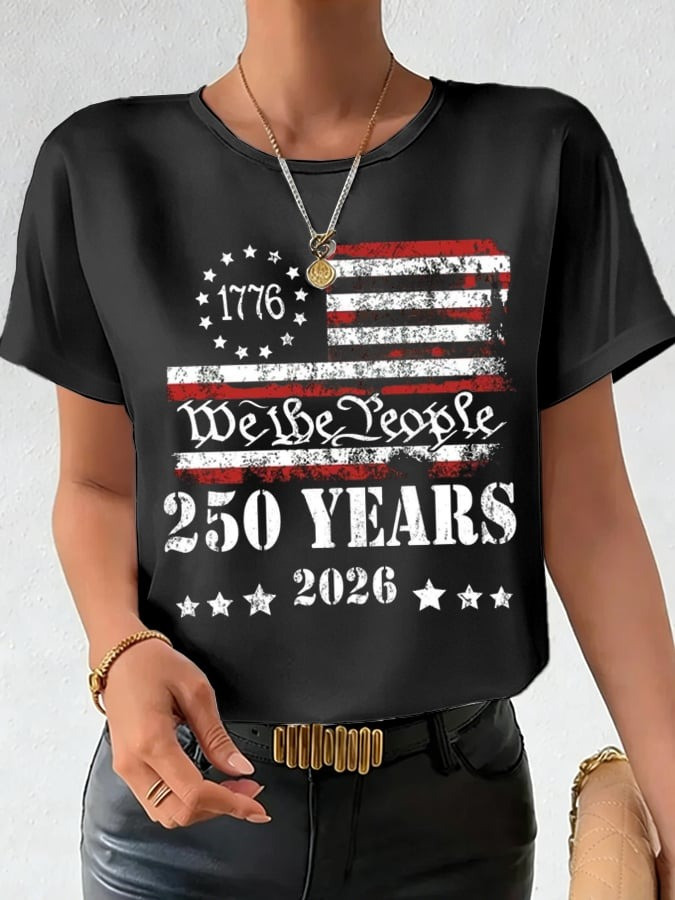 US 250th Anniversary Merch Shirt We The People Slogan Shirt Independence Day Outfit - Tradiviet