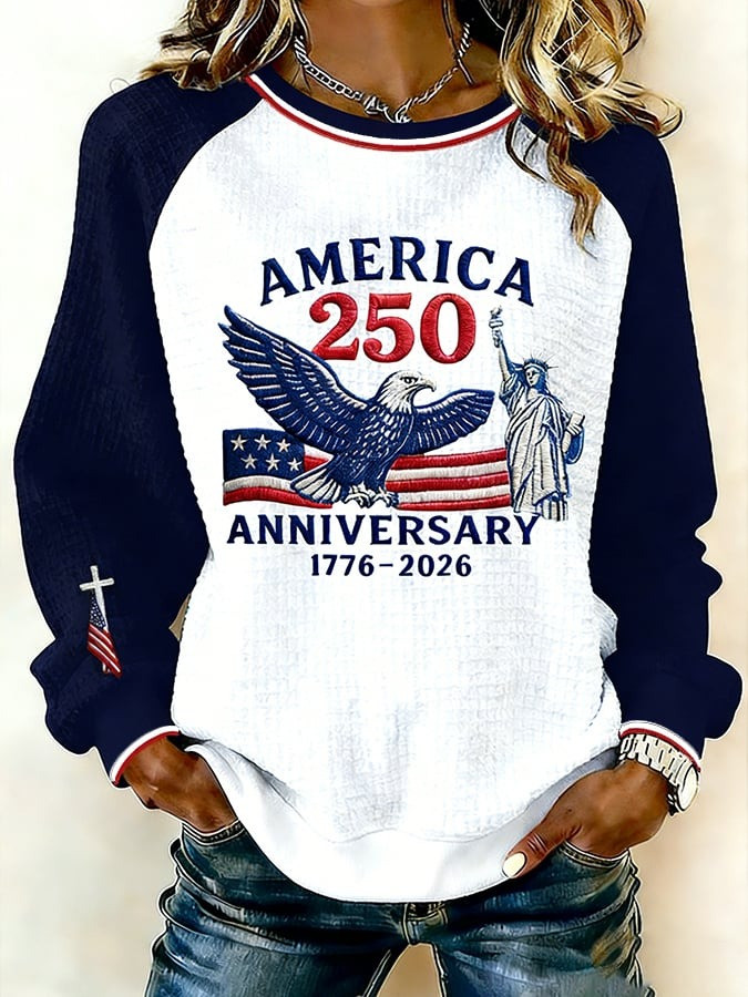 US 250th Anniversary Merch Sweatshirt Bald Eagle Faith Clothes Patriotic Gift Womens - Tradiviet