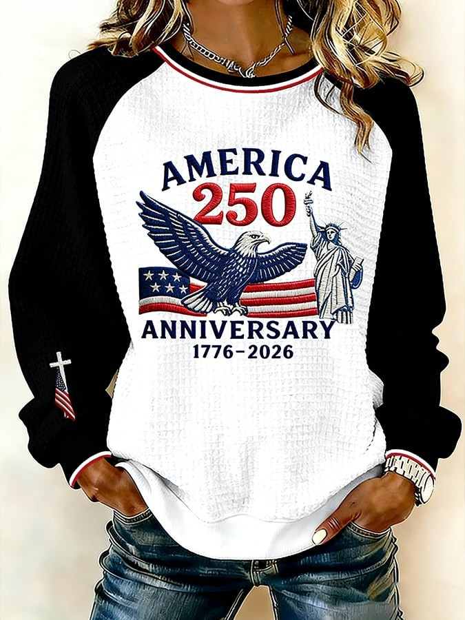 US 250th Anniversary Merch Sweatshirt Bald Eagle Faith Clothes Patriotic Gift Womens - Tradiviet - Image 3