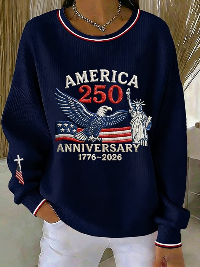 US 250th Anniversary Merch Sweatshirt Celebrating America Clothes 4th July Gift for Mom - Tradiviet - Image 3