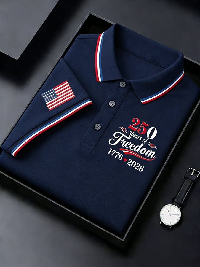 US 250th Anniversary Polo Shirt 250 Years of Freedom Polo Mens Gift for Dad - Tradiviet - Image 3