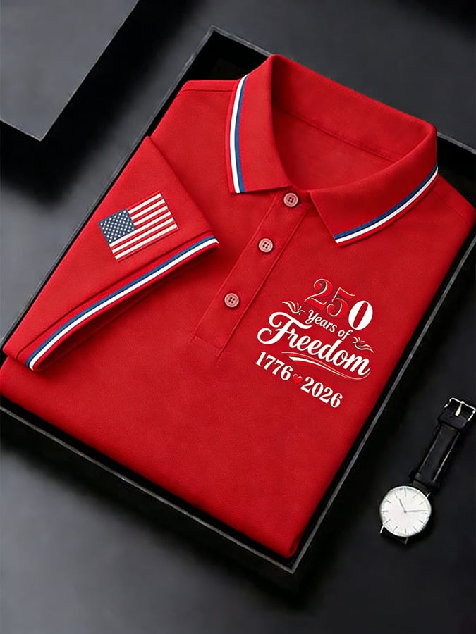 US 250th Anniversary Polo Shirt 250 Years of Freedom Polo Mens Gift for Dad - Tradiviet - Image 4