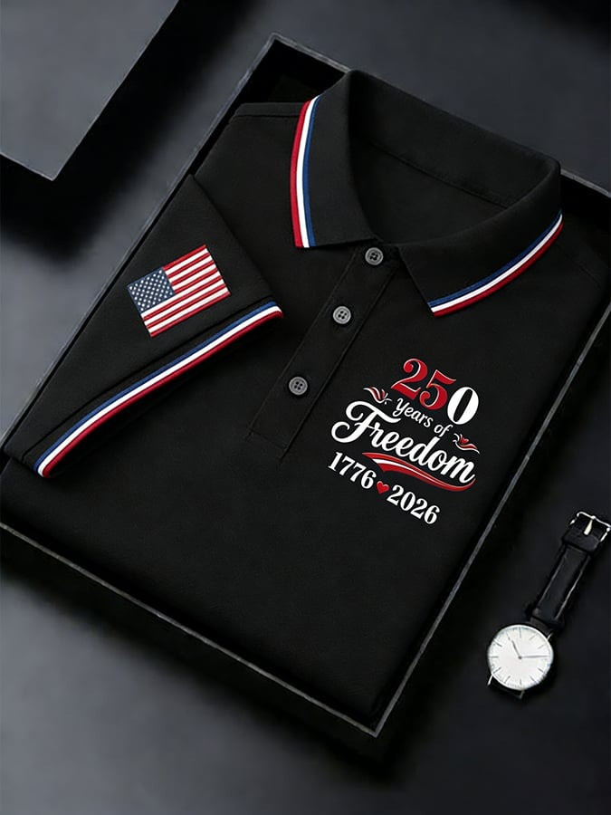 US 250th Anniversary Polo Shirt 250 Years of Freedom Polo Mens Gift for Dad - Tradiviet