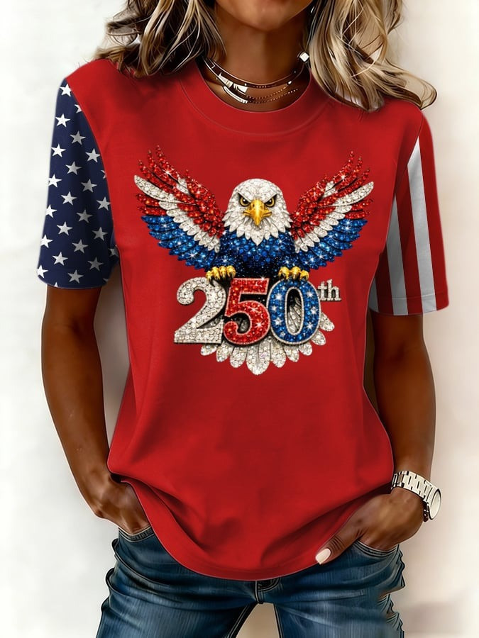 US 250th Anniversary Shirt Bald Eagle Print America Pride Clothing Line Gift for Her - Tradiviet - Image 4