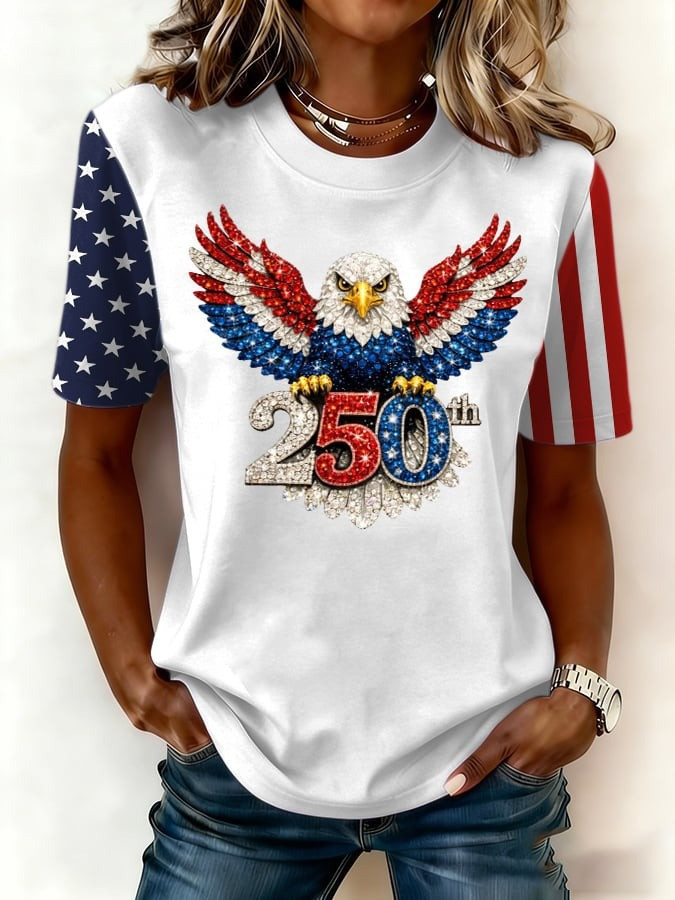 US 250th Anniversary Shirt Bald Eagle Print America Pride Clothing Line Gift for Her - Tradiviet - Image 2