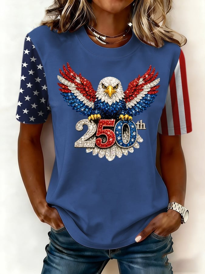 US 250th Anniversary Shirt Bald Eagle Print America Pride Clothing Line Gift for Her - Tradiviet - Image 3