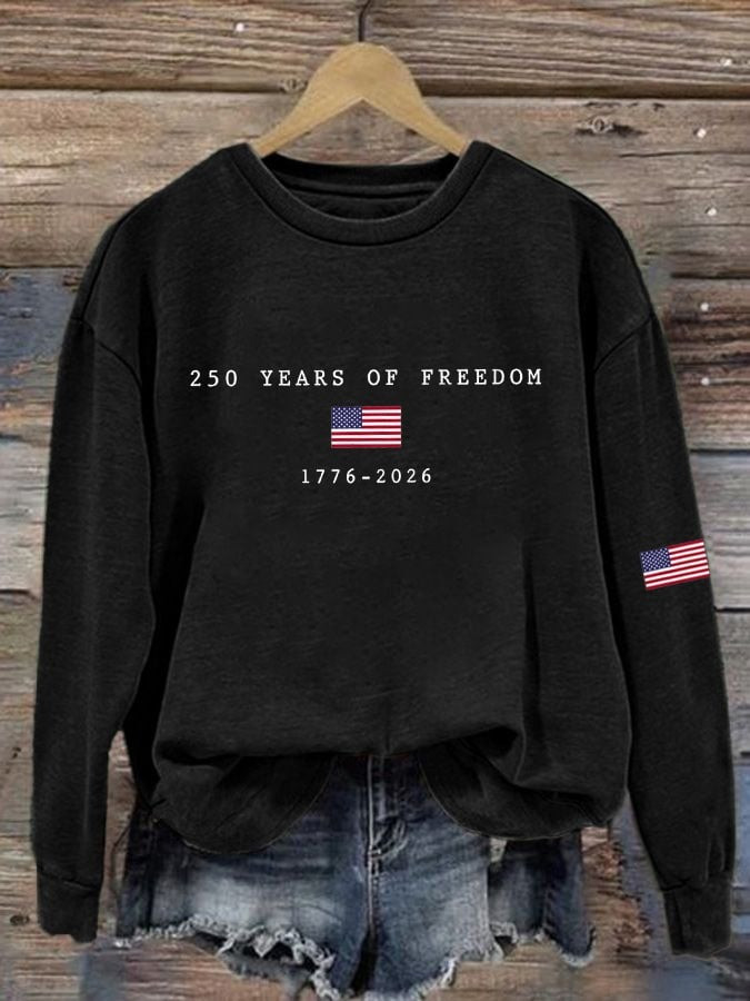 US 250th Anniversary Sweatshirt 1776 2026 America Flag Print Tribute Gift for Patriots - Tradiviet