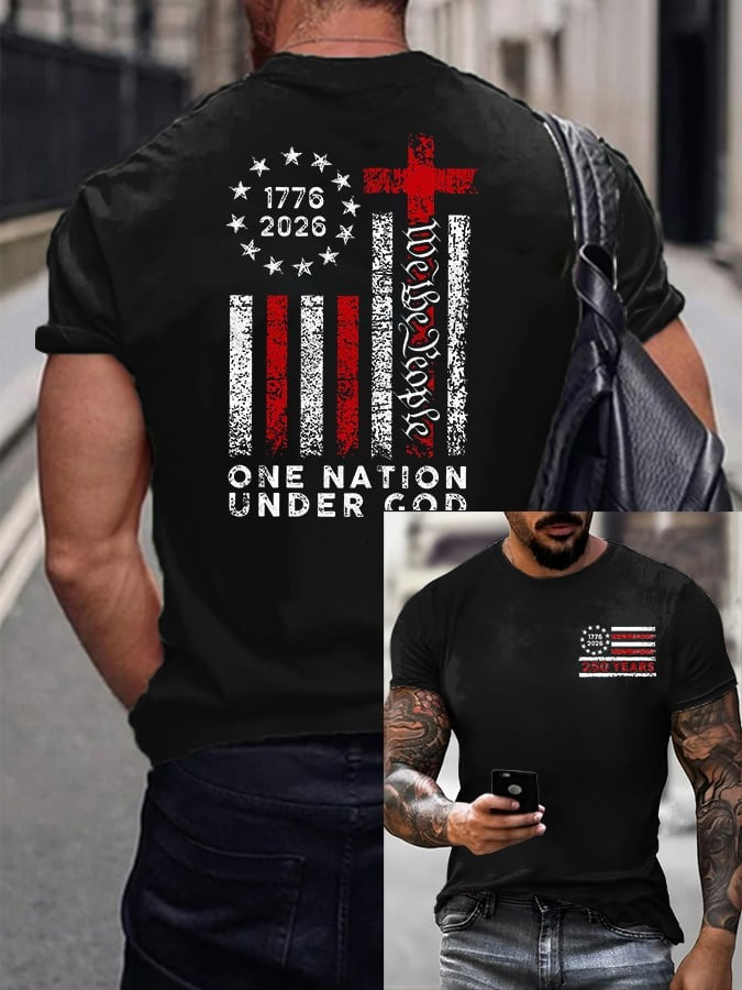 US 250th One Nation Under God Shirt Mens We The People T-Shirt Patriotic Apparel - Tradiviet