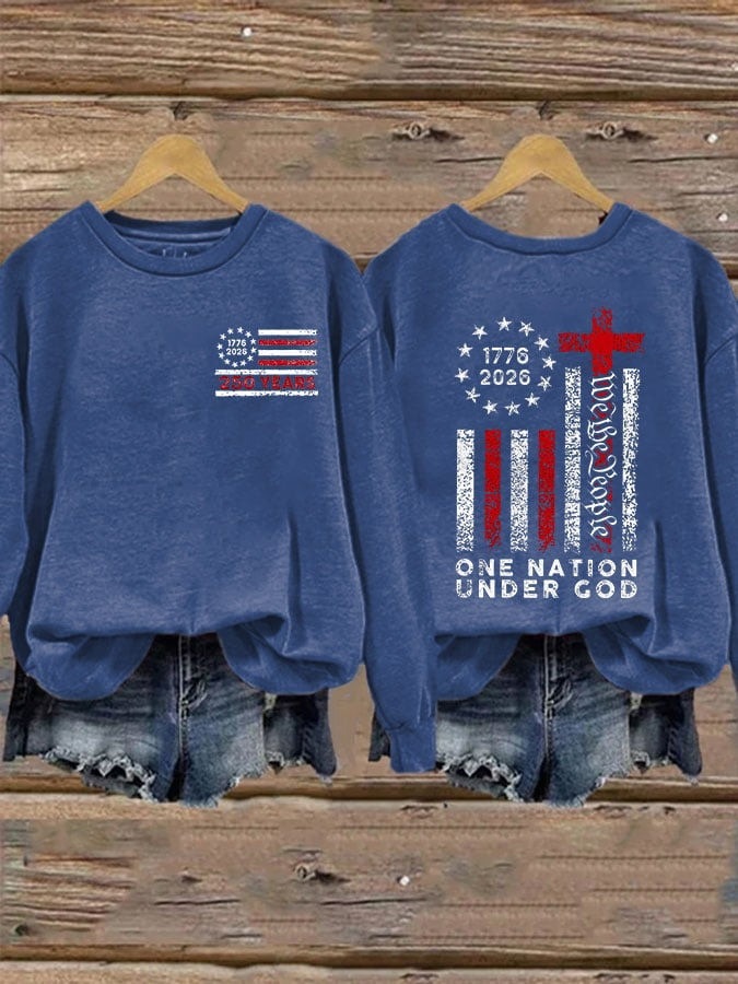 US 250th We The People Sweatshirt 1776 2026 One Nation Under God Crewneck 4th of July Gift - Tradiviet - Image 4