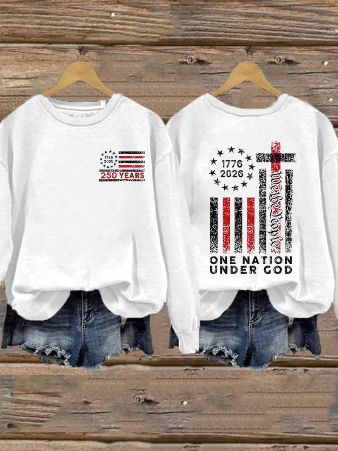 US 250th We The People Sweatshirt 1776 2026 One Nation Under God Crewneck 4th of July Gift - Tradiviet